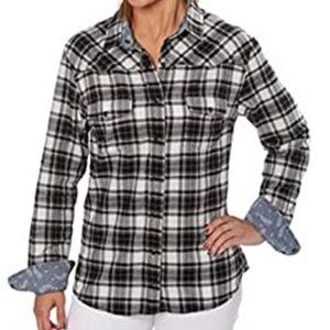 Jachs Girlfriends Collared Black and White Plaid Button Down